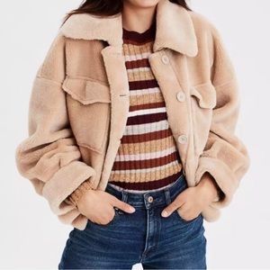 American Eagle Outfitters Chunky Tan Teddy Jacket